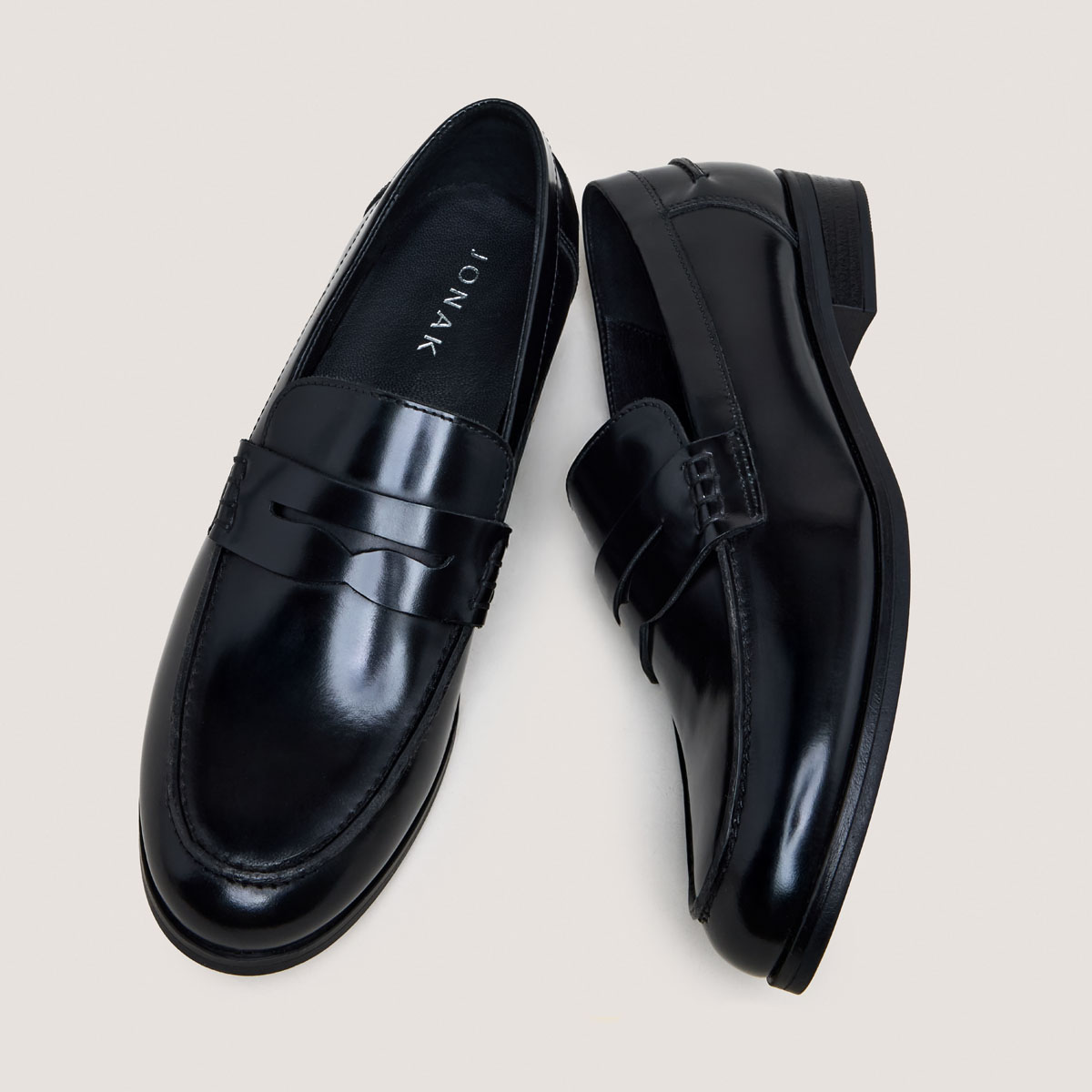 ALBIN — Mocassins en cuir glacé, Noir