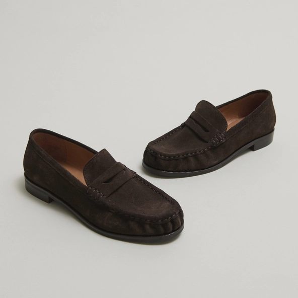 DELICE — Mocassins à bouts ronds en croûte, Marron foncé