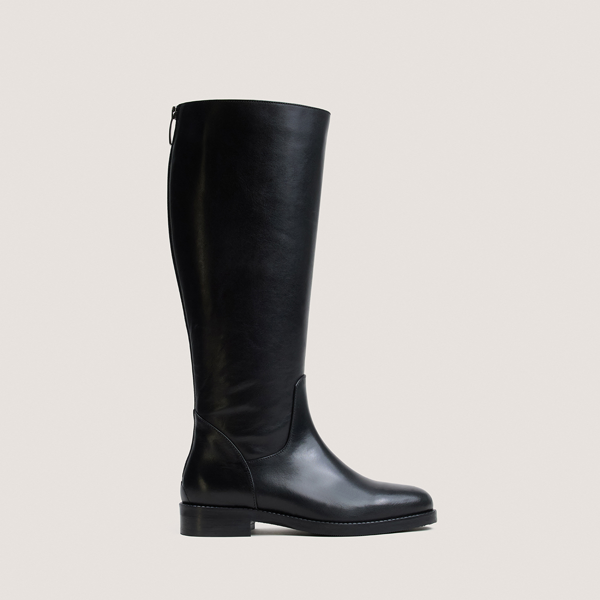 FLEUR — Bottes à talon en cuir, Noir