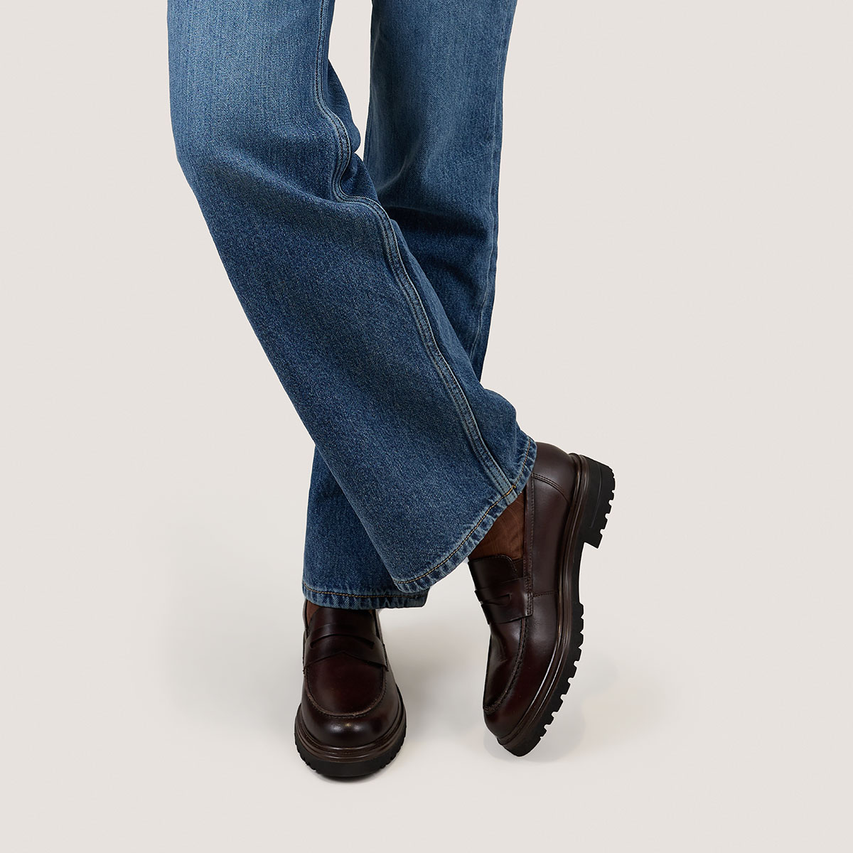 ARLO — Mocassins à semelles crantées, Brun rouge