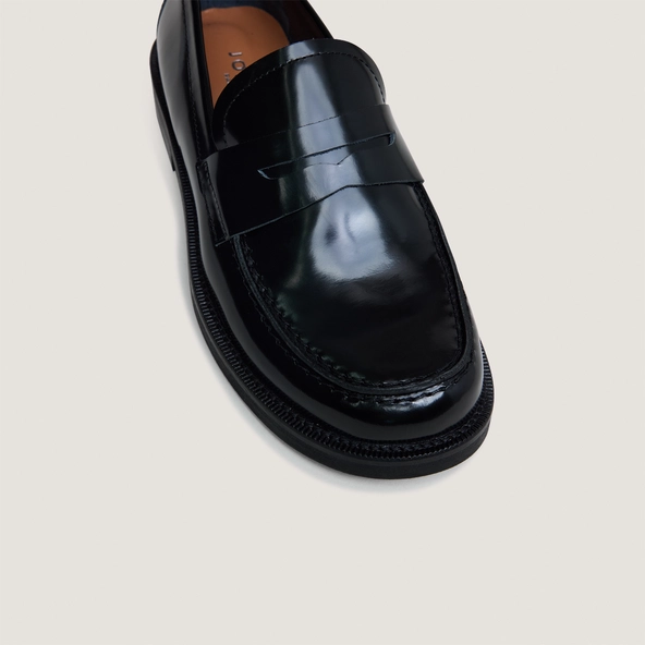 DOLIVIA — Mocassins à bouts ronds en cuir glacé, Noir