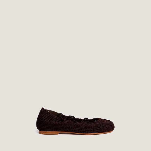WETOV — Ballerines à lacets en crochet, Marron foncé