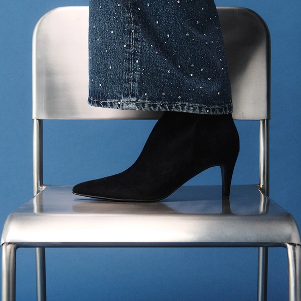DIEMINA — Bottines à talons fins en velours, Noir