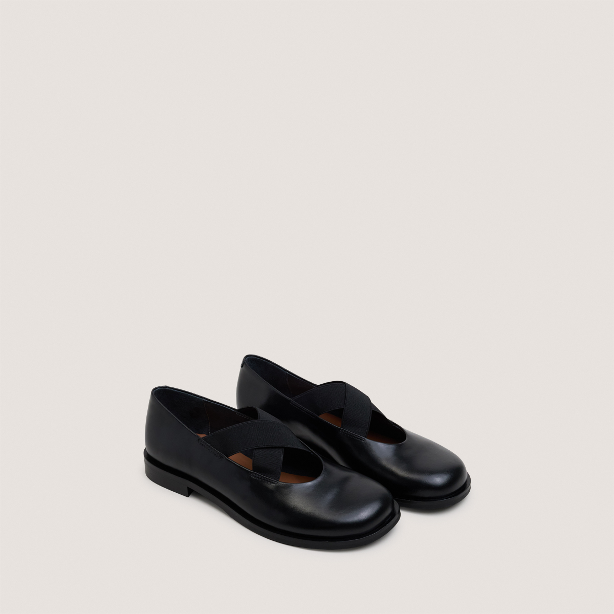 DAREZZA — Ballerines à brides élastiques en cuir, Noir