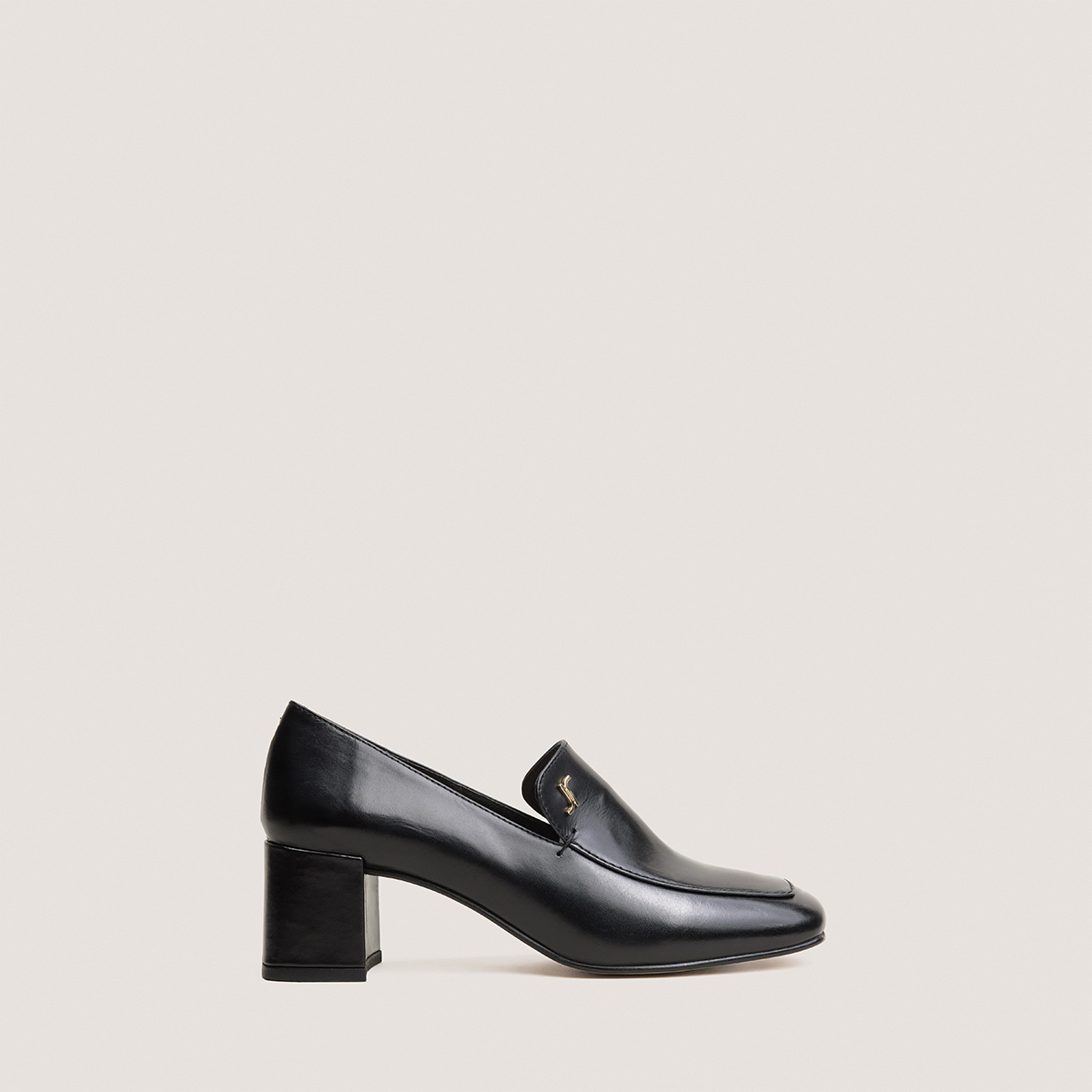 VILLETTE — Mocassins à talons et monogrammes, Noir