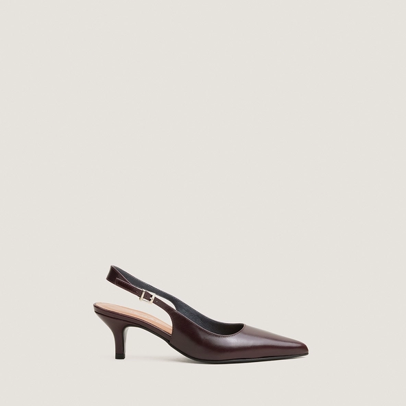 DOUALA — Slingback à bout pointus en cuir, Bordeaux