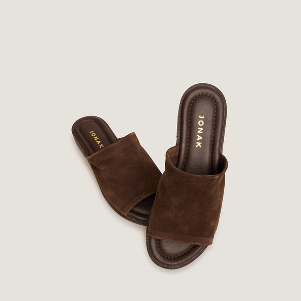 JANET — Mules à semelles fines en croûte, Marron